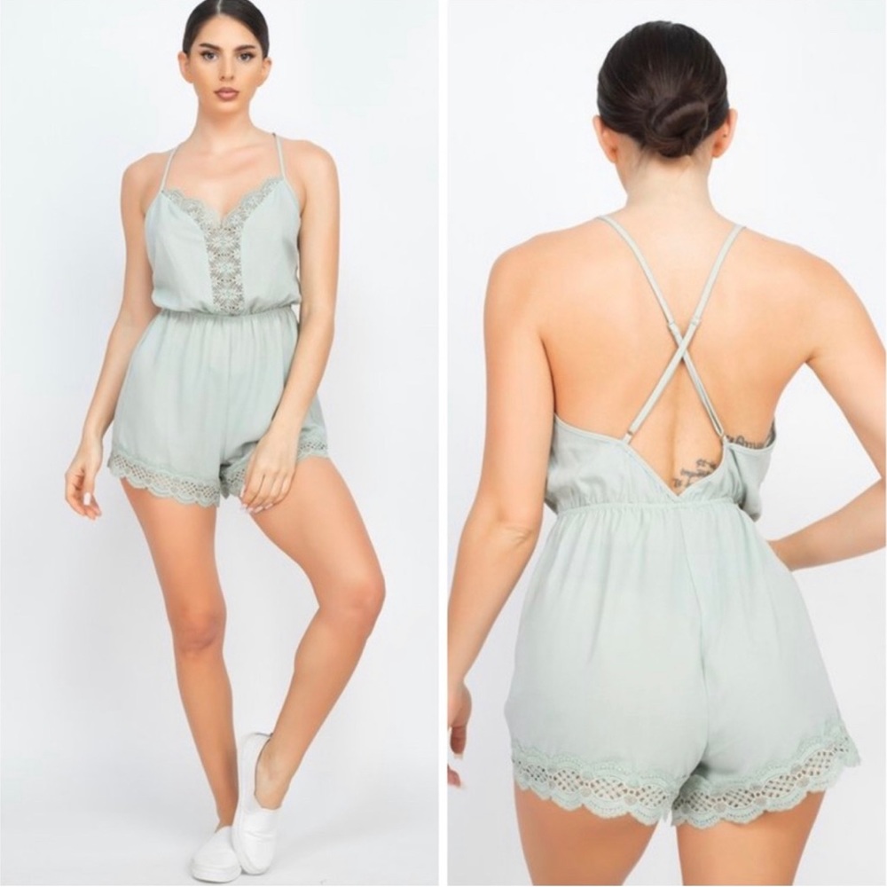 Sage cross back romper - Picture 1 of 5
